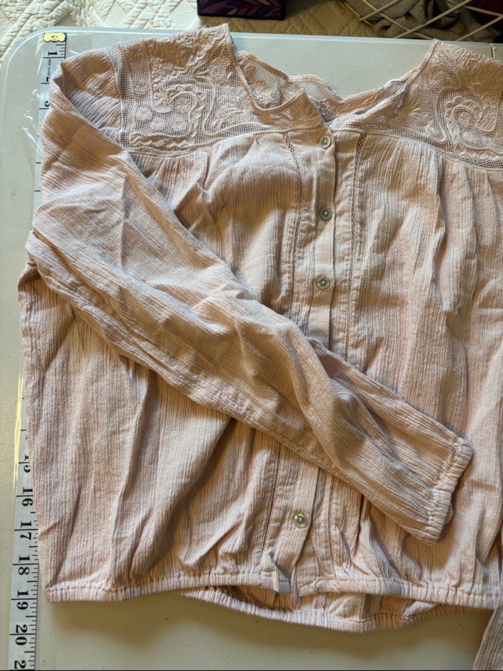 Lucky Pink Size Small Cardigan Cottagecore Soft Dainty Boho Feminine Cropped - Picture 12 of 12